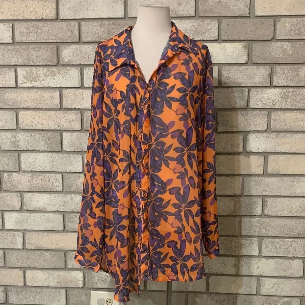 3for$20 light blouse button front see through size 18